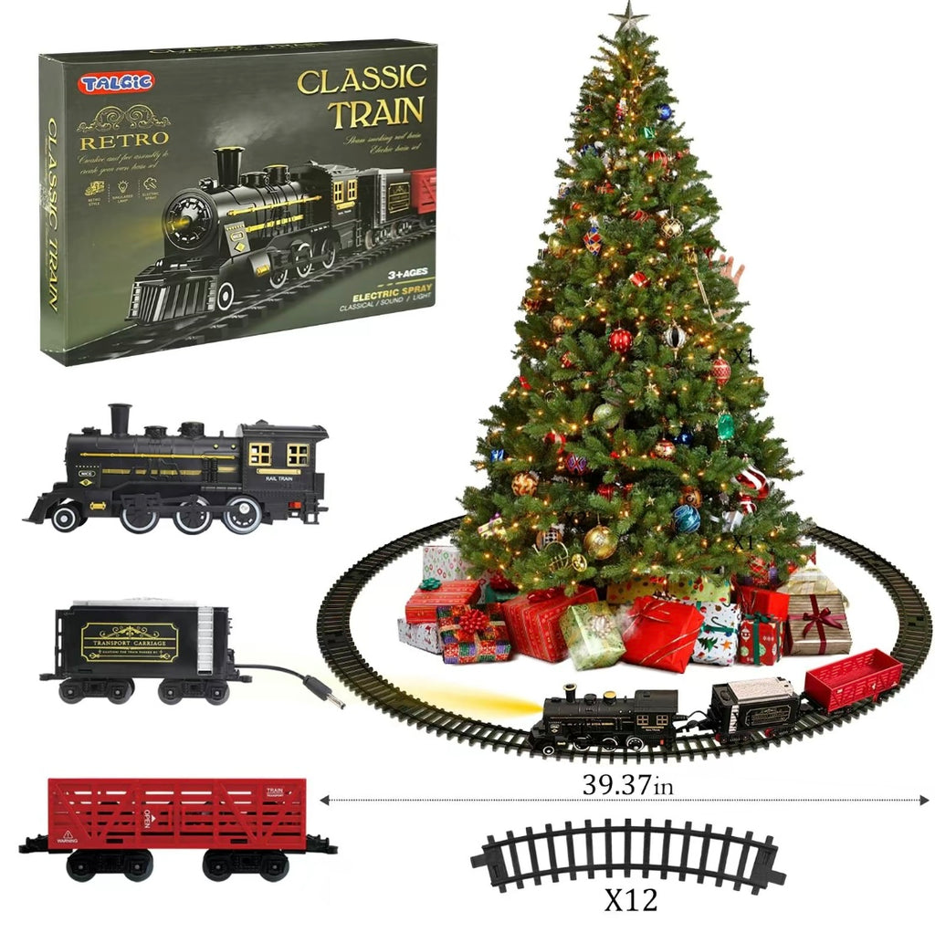 Talgic Classic Train Toy Set – Realistic Steam Engine with Tracks, Lights & Sounds