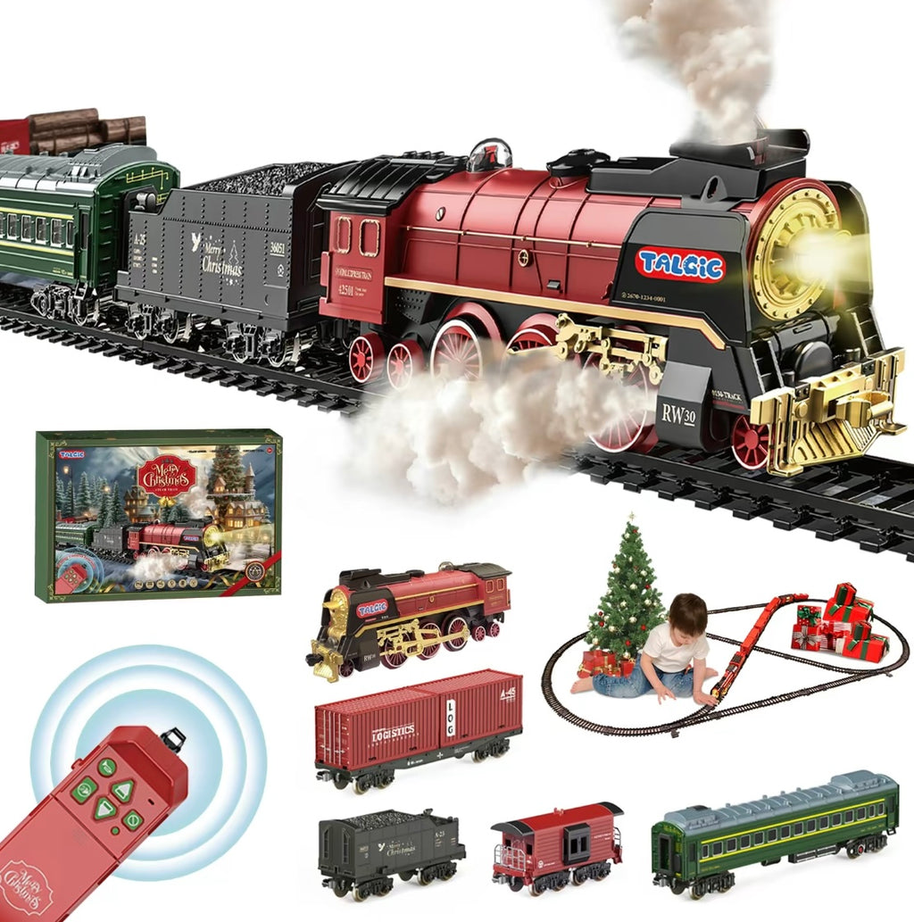 Talgic Remote-Control Christmas Train Set – Holiday Express with Lights, Sounds & Smoke