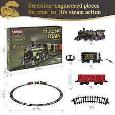 Talgic Classic Train Toy Set – Realistic Steam Engine with Tracks, Lights & Sounds